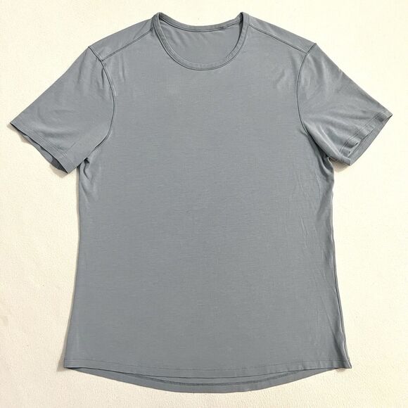 Lululemon Chambray Light Blue Gray Pima Cotton 5 Year Basic Short Sleeve Tee L - Picture 1 of 6